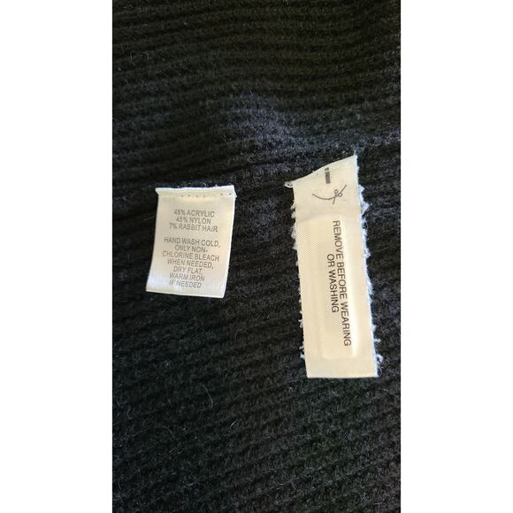 LOFT Lounge Black Rabbit Hair Blend Black Cable Knit Duster Cardigan Womens S - Picture 4 of 6